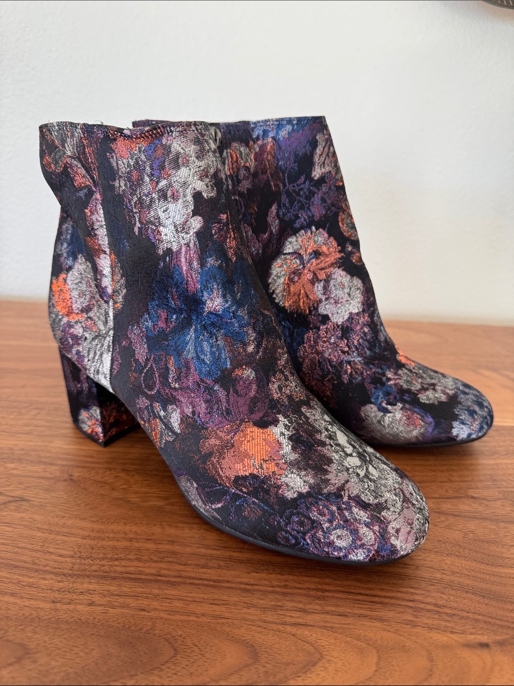 Zigi Soho Floral Jacquard Block Heel Booties - Black Multi Floral
